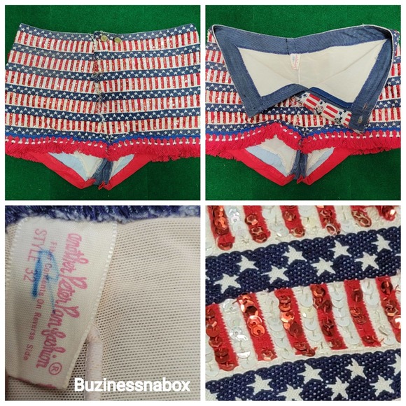 Another Peter Pan Fashion Pants - Vtg Custom USA Sequin Embroidered Shorts